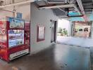 Parking garage with vending machine and fire safety equipment