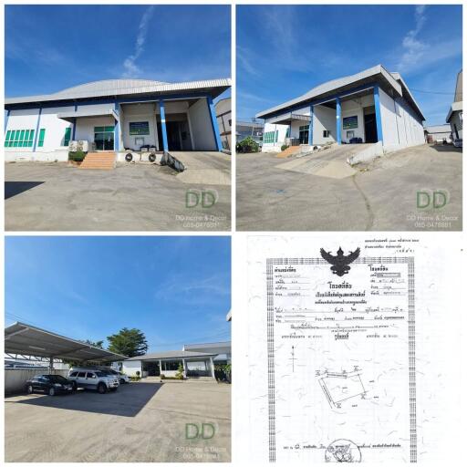 Multiple views of a commercial property with parking space and building exterior