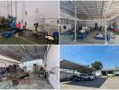 Industrial complex with various workshops and outdoor parking