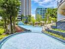 Residential community outdoor pool and garden