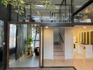 Modern two-story building interior with open floor plan and elegant design