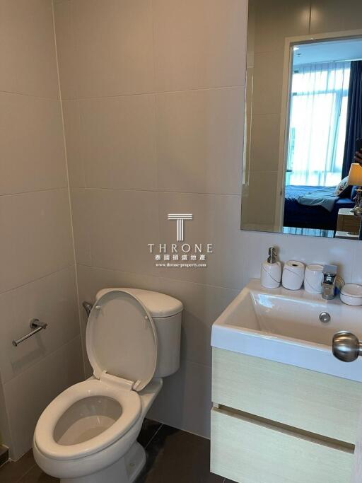 Modern bathroom interior with ceramic amenities