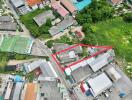 Aerial view of property outlining potential real estate parcel for sale