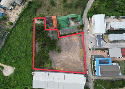 Aerial view of an empty plot of land for real estate listing