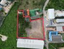 Aerial view of an empty plot of land for real estate listing