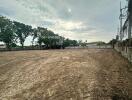 Empty plot of land ready for construction with a clear sky