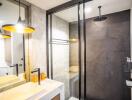 Modern bathroom with a walk-in shower and stylish fixtures