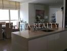 Modern kitchen with open plan dining area