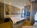 Spacious bedroom with modern design and attached bathroom