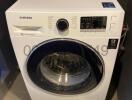 Samsung washing machine in a modern laundry room