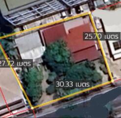 Aerial view of property showing boundary lines and measurements