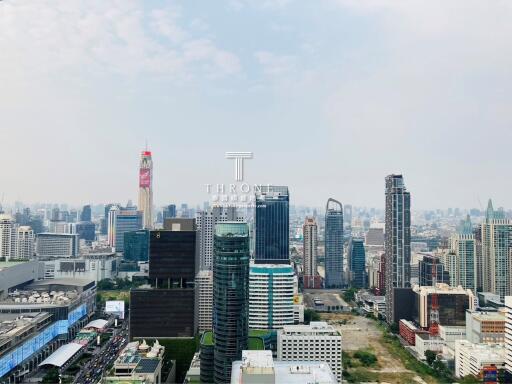 Panoramic view of a bustling cityscape with skyscrapers