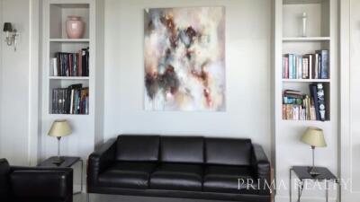 Cozy living room with modern sofa and elegant decor