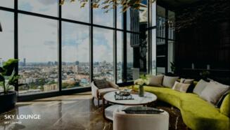 Modern sky lounge with panoramic city view and luxurious furnishings