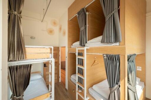 Compact bedroom with bunk beds and natural light