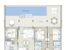 Architectural blueprint of a residential apartment showing room layout and amenities