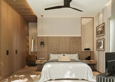 Spacious and well-appointed bedroom with modern decor