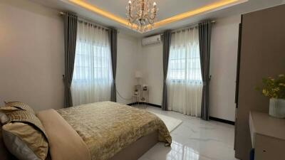 Elegant and modern bedroom with natural light