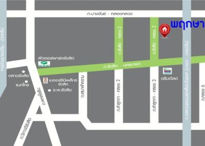 Map illustration of a neighborhood with street names in Thai language