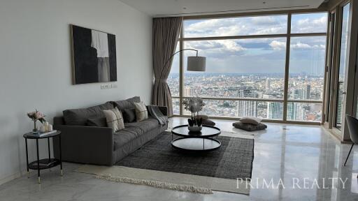 Modern living room with city view