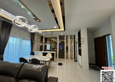 Spacious modern living room with elegant lighting