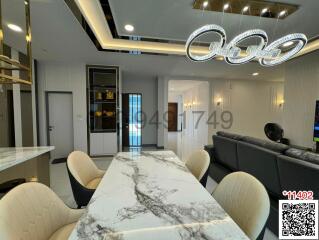 Modern dining room with elegant furniture and lighting