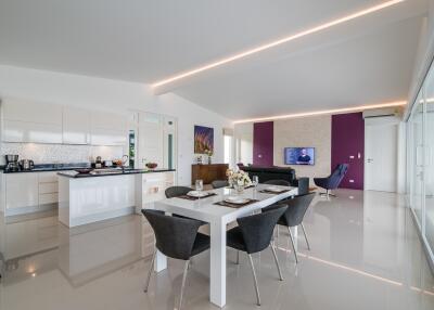Modern kitchen with open plan dining area