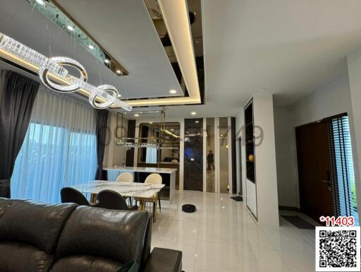 Modern living room interior with elegant lighting and furniture