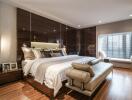 Spacious and elegantly designed bedroom with ample lighting