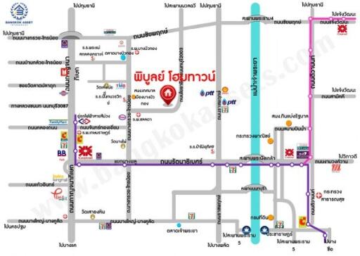 Detailed map showcasing local landmarks and roads for orientation in a real estate context