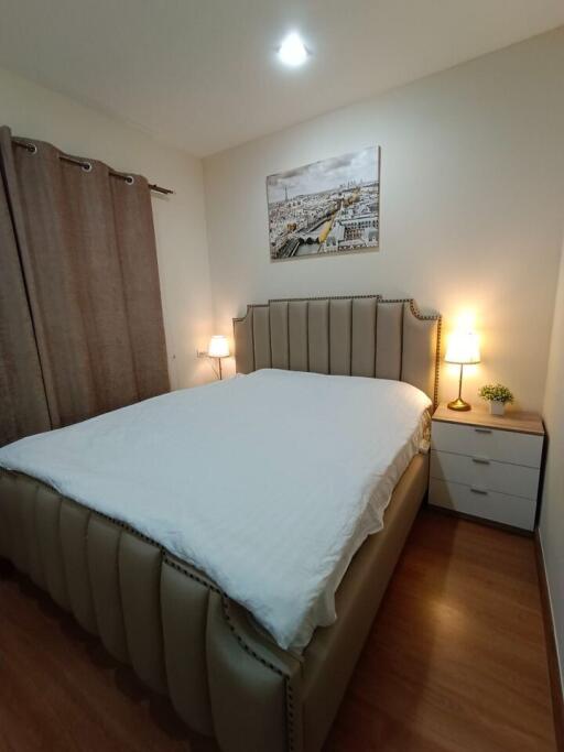 Cozy bedroom with elegant furnishing and warm lighting