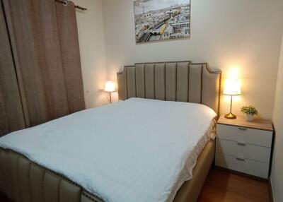 Cozy bedroom with elegant furnishing and warm lighting