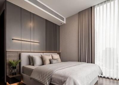 Elegant modern bedroom interior with neutral tones