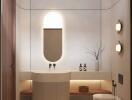 Modern bathroom with elegant finishes and warm lighting