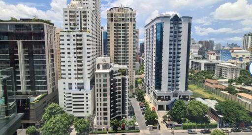 Urban landscape with high-rise apartment buildings