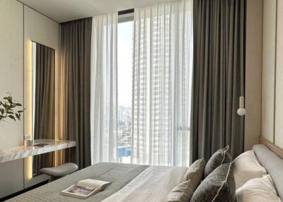 Modern bedroom with city view