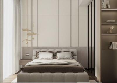 Modern spacious bedroom with elegant interior design