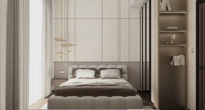 Modern and elegant bedroom with earth tones and sleek design