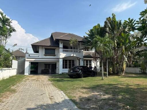 Spacious two-story house with a large front yard and a driveway