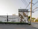 Entrance of the Zerene residential complex with artistic wall design