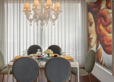 Elegant dining room with modern art