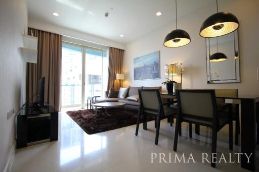 Modern living room with dining area in a bright apartment