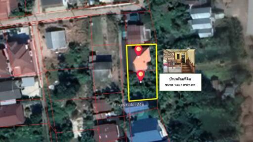 Aerial view of property layout with boundary lines