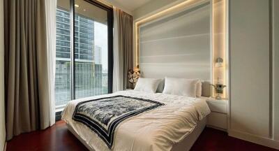 Modern Bedroom with Large Window and City View