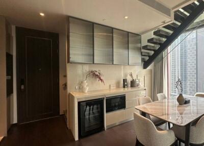 Modern kitchen with dining area in a contemporary apartment