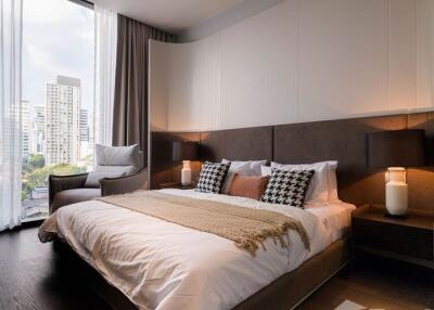 Modern bedroom with city view