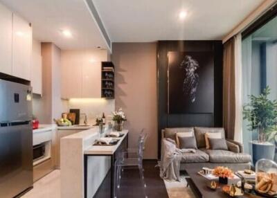 Modern apartment interior with open plan living space including kitchen and lounge