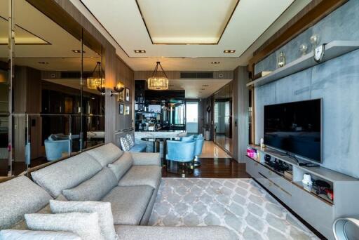 Elegant and modern living room with sleek furniture and detailed interior design