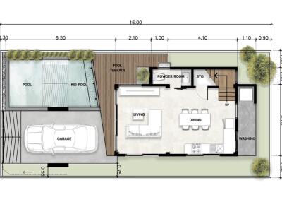 Architectural floor plan of a residential building