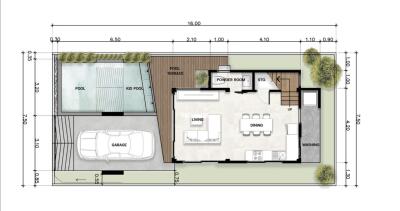 Architectural floor plan of a residential building